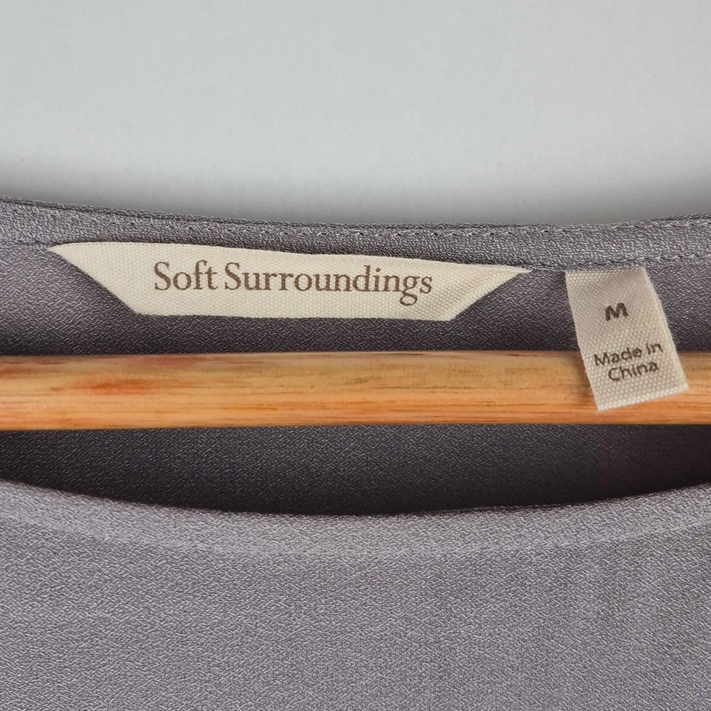 Soft Surroundings Gray Long Bell Sleeve Tunic Top Blouse Womens M Minimalist - Picture 3 of 9